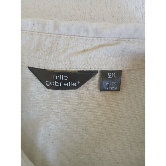 Mlle Gabrille Women's Button Front Shirt Dress Size 2X‎ Cream Belt Collared Boho - Picture 16 of 16